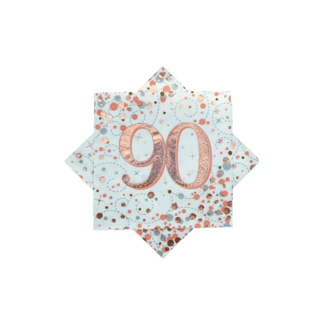 Birthday Age Napkins - White/Rose Gold - 16PK