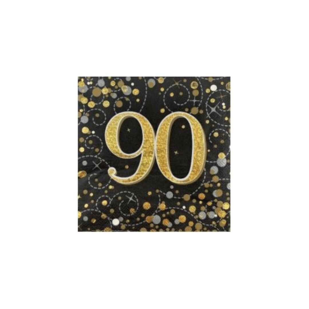 Birthday Age Napkins - Black/Gold - 16PK