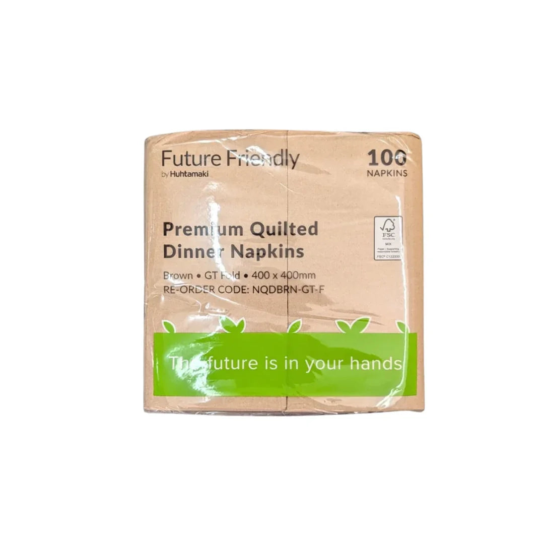 Pack of 100 brown premium quilted dinner napkins by Huhtamaki