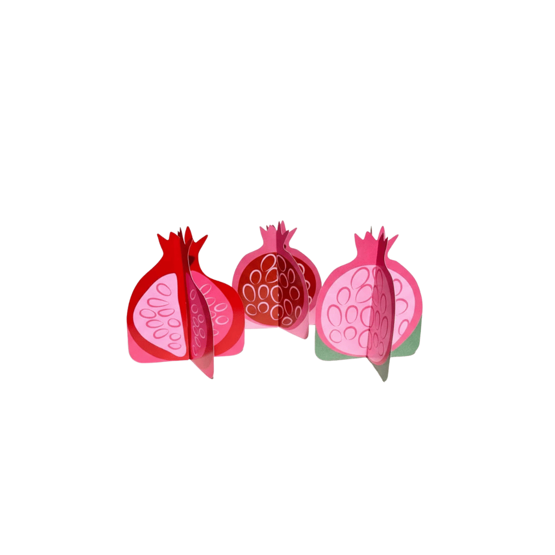 Rosh Hashana Small 3D Pomegranates Placecards - 12PK