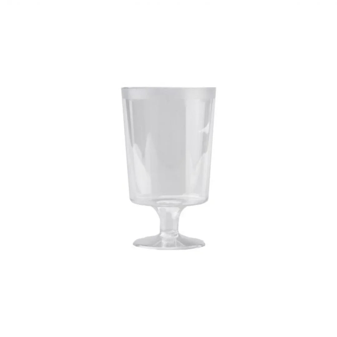 Clear plastic footed disposable cup for parties and catering