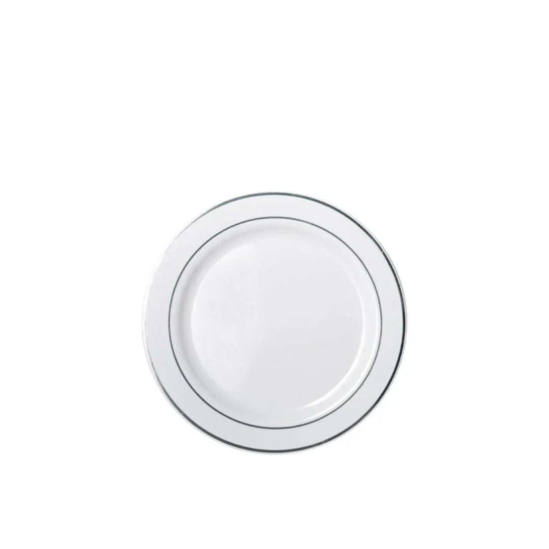 Silver Rim Plates & Bowls - 6PK – Entree Plates