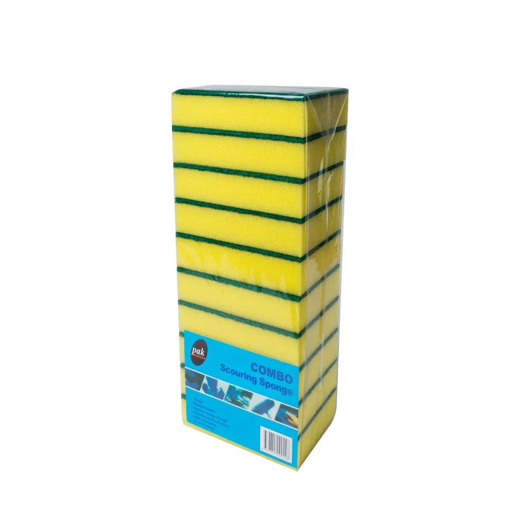 Pack of yellow and green Combo scouring sponges for cleaning