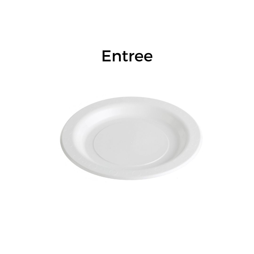 White Plastic Plates & Bowls - 50PK