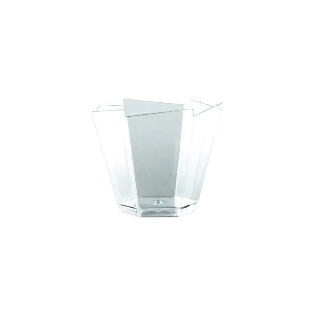 Clear plastic hexagonal disposable catering cup
