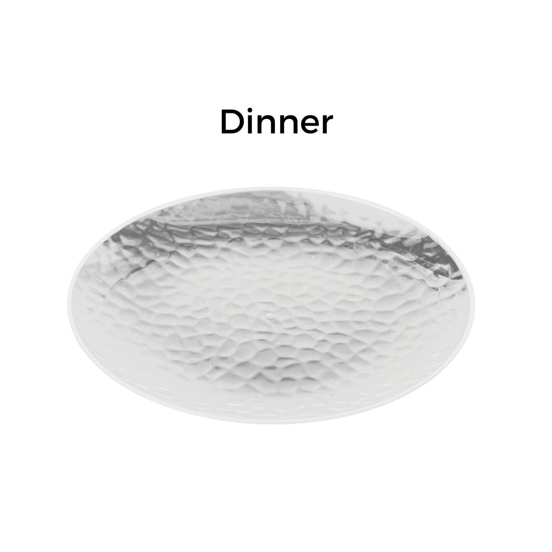 Silver Rim Clear Dimple Plates - 10PK