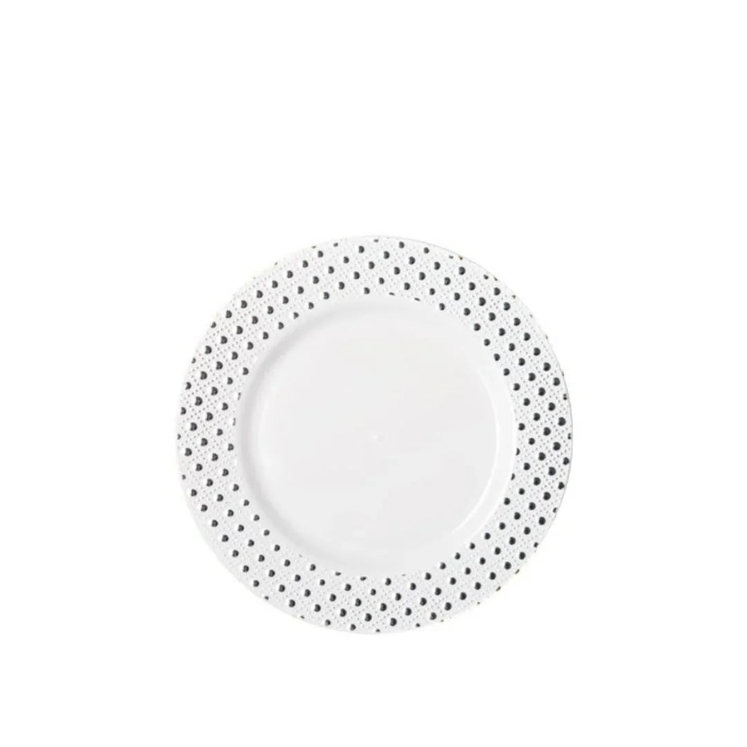 Silver Dot Rim Plates & Bowls - 6PK – Entree Plates