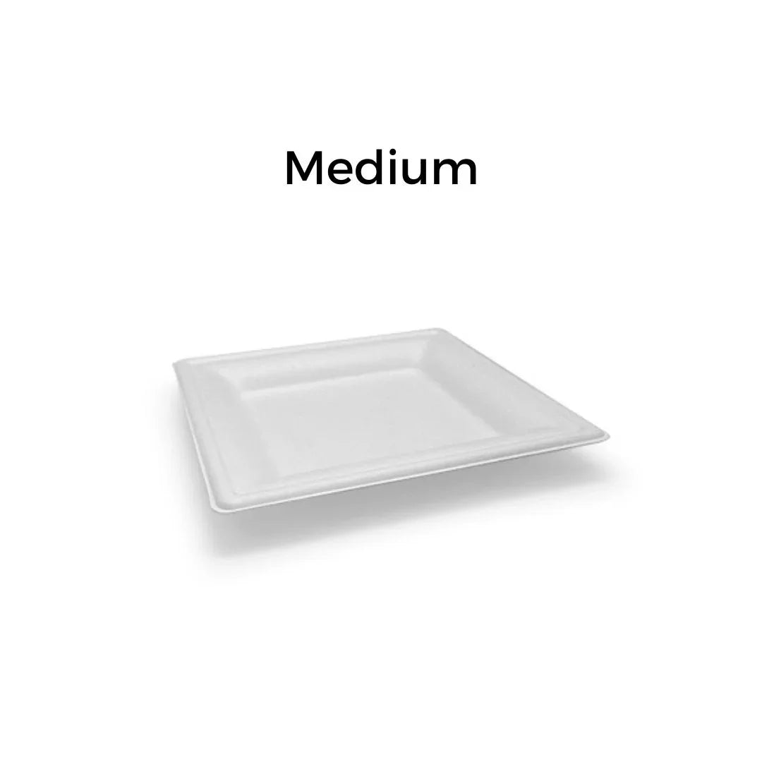 Medium sized white disposable catering tray