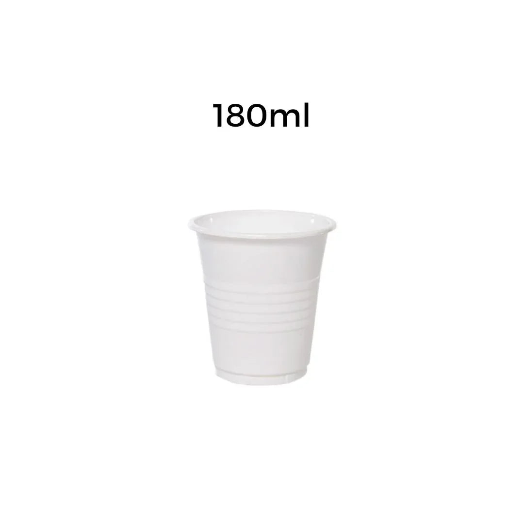 White 180ml plastic disposable cup