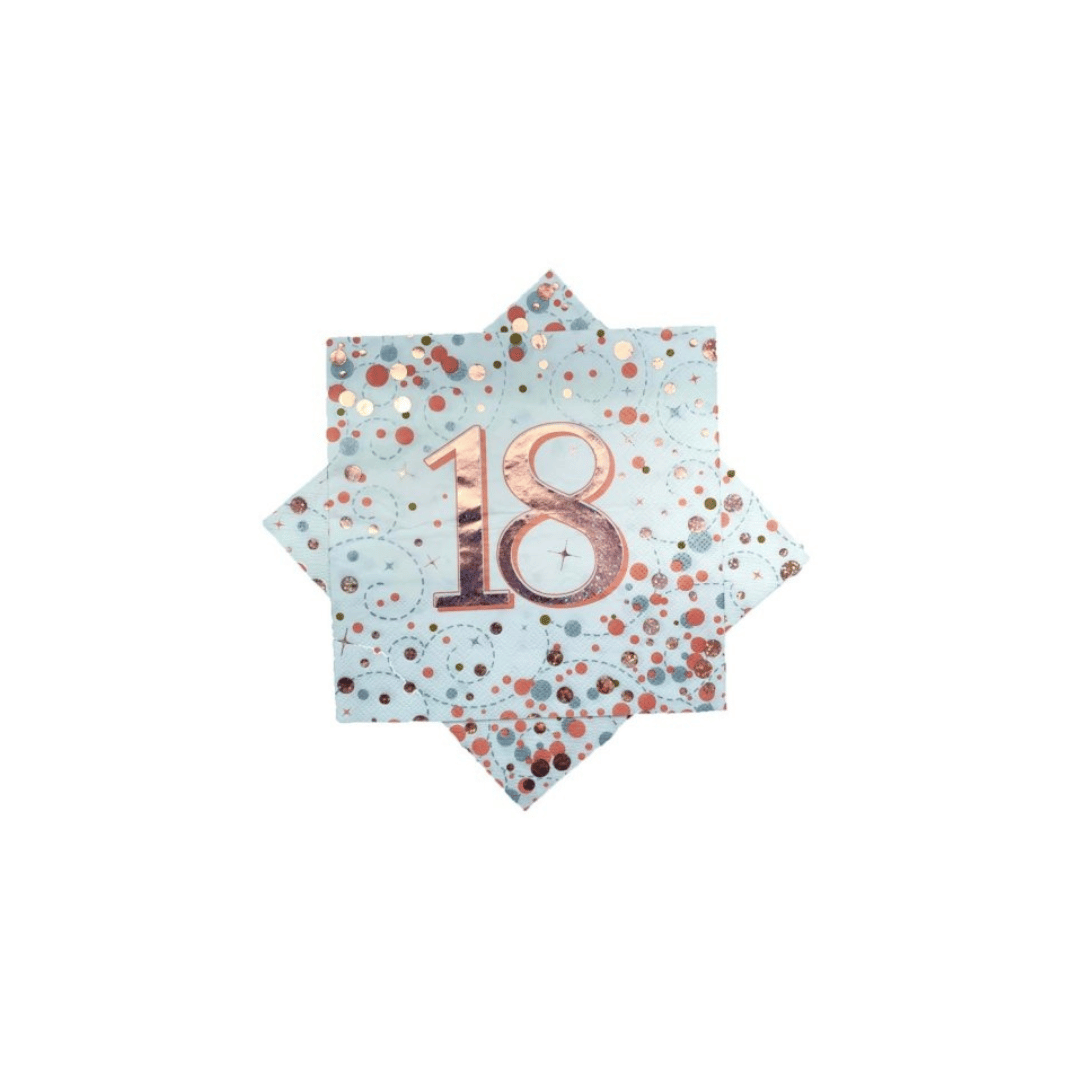 Birthday Age Napkins - White/Rose Gold - 16PK