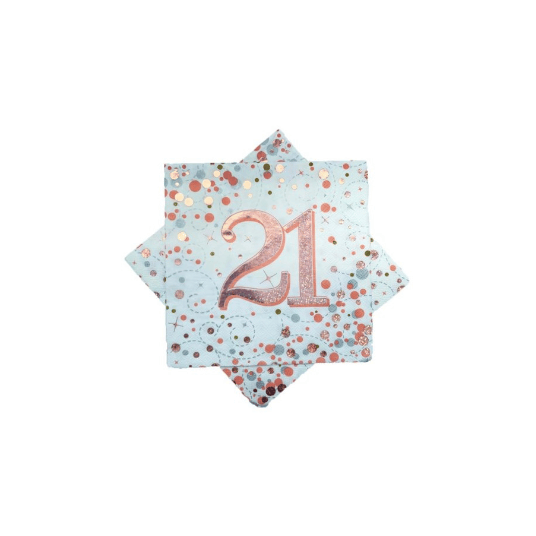 Birthday Age Napkins - White/Rose Gold - 16PK