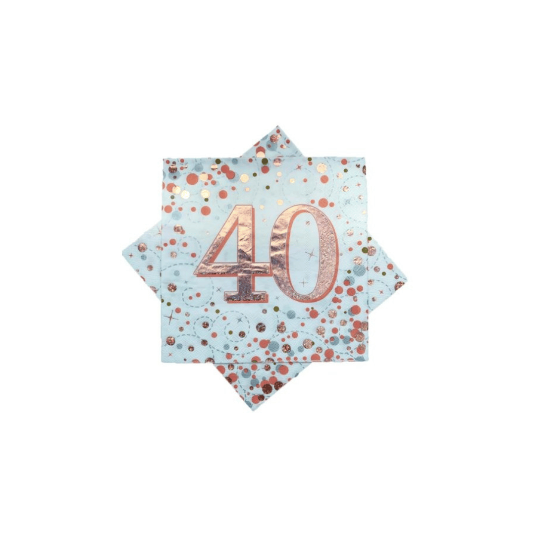 Birthday Age Napkins - White/Rose Gold - 16PK