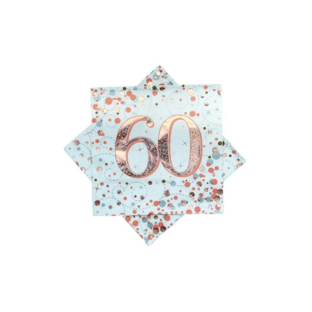 Birthday Age Napkins - White/Rose Gold - 16PK