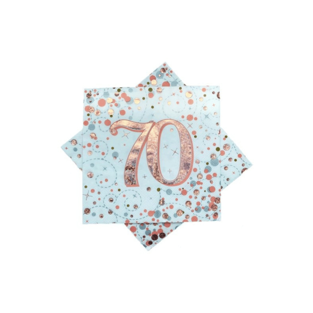 Birthday Age Napkins - White/Rose Gold - 16PK