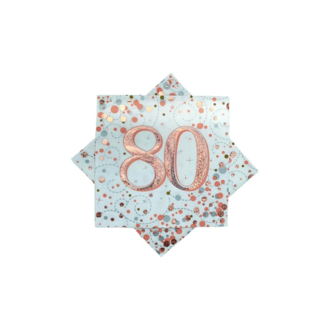 Birthday Age Napkins - White/Rose Gold - 16PK