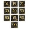 Birthday Age Napkins - Black/Gold - 16PK