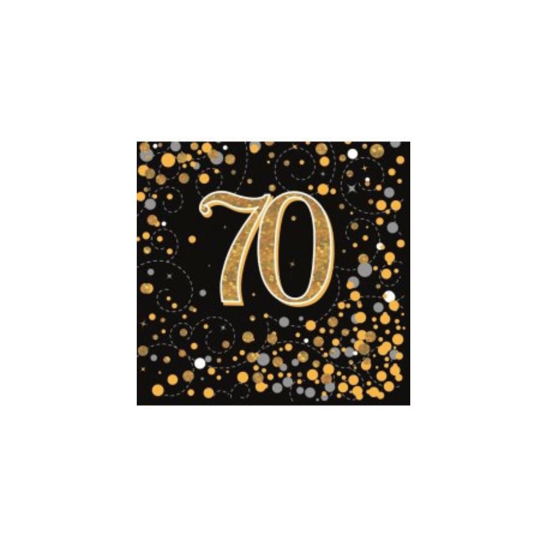 Birthday Age Napkins - Black/Gold - 16PK