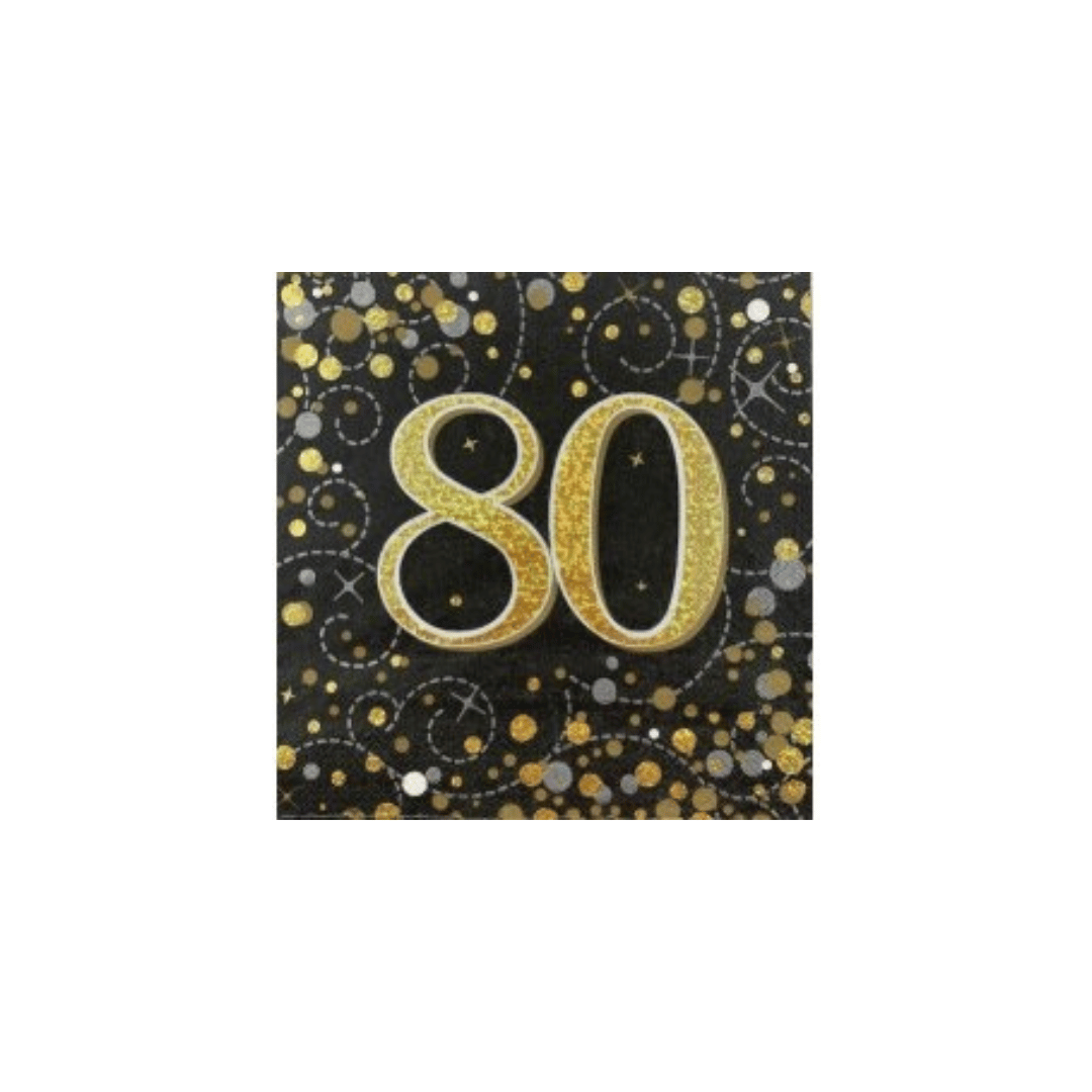 Birthday Age Napkins - Black/Gold - 16PK