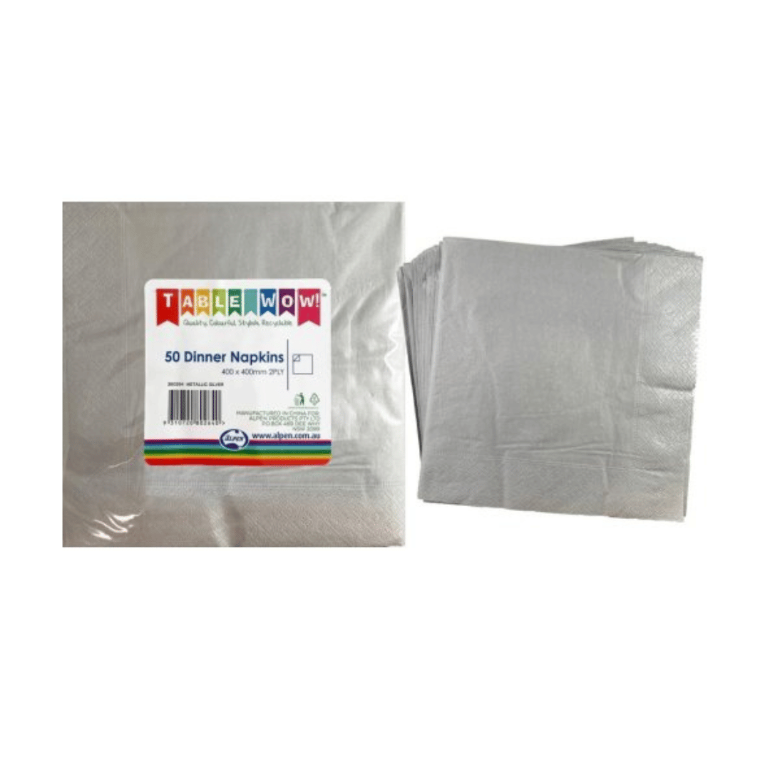 Metallic DINNER Napkins 2 PLY - 50PK