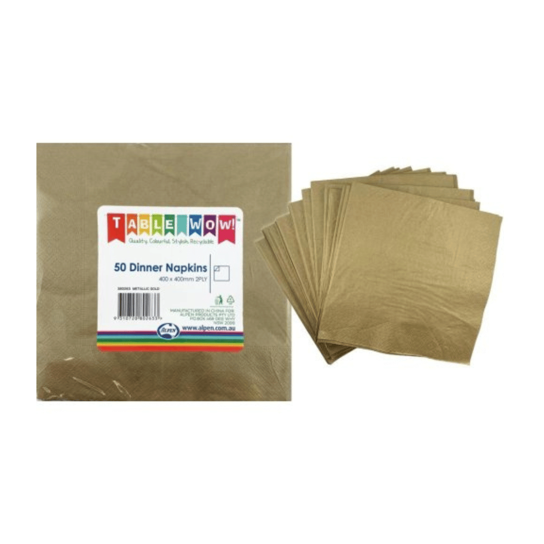 Metallic DINNER Napkins 2 PLY - 50PK