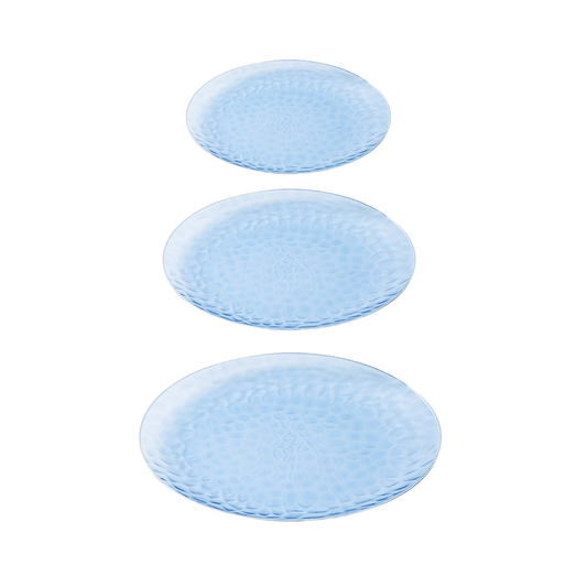 Silver Rim Blue Dimple Plates - 10PK