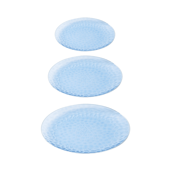 Silver Rim Blue Dimple Plates - 10PK