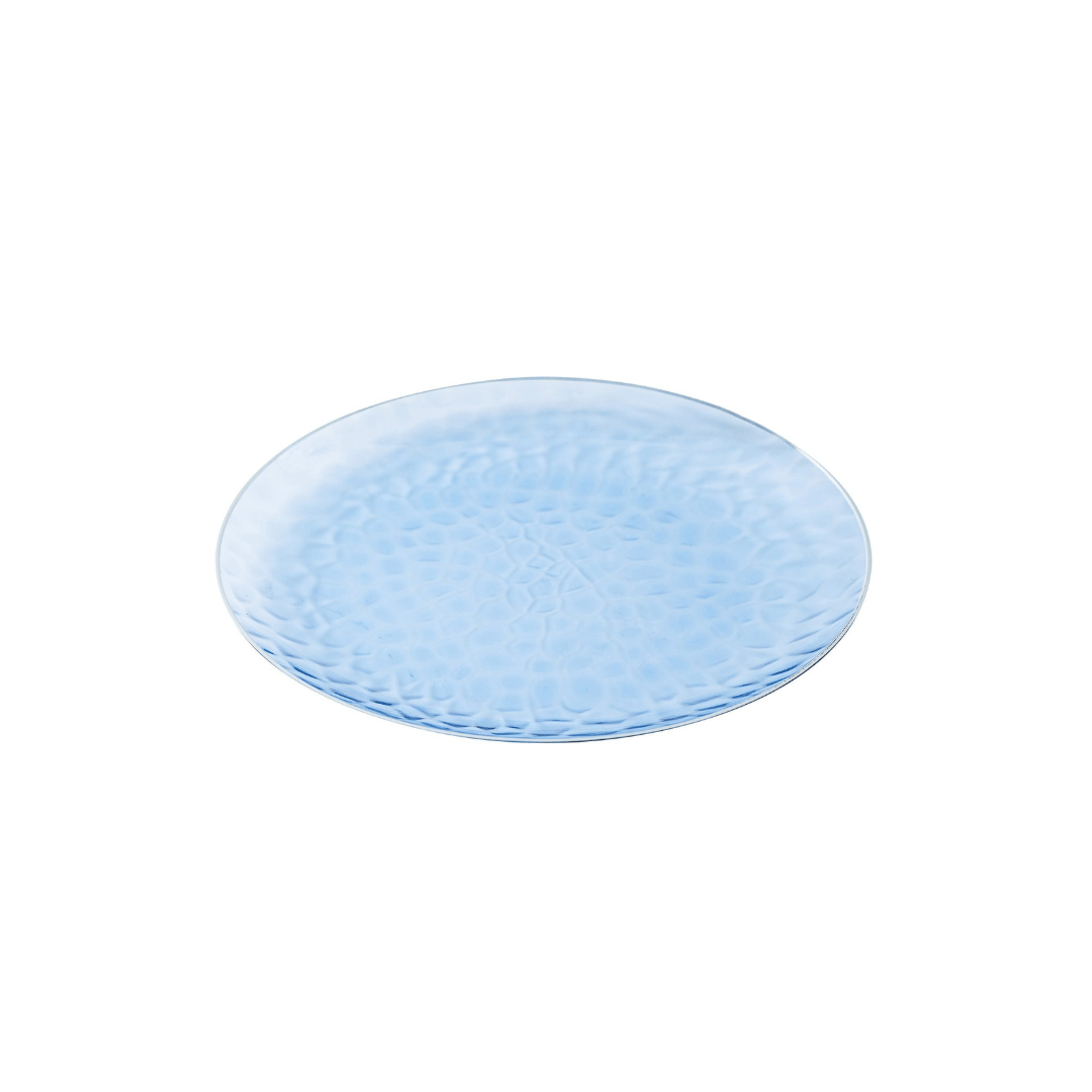 Silver Rim Blue Dimple Plates - 10PK