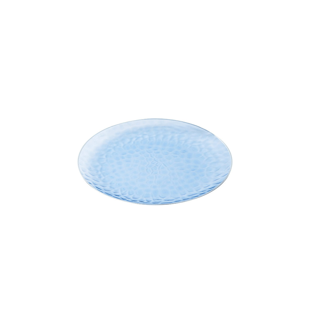 Silver Rim Blue Dimple Plates - 10PK