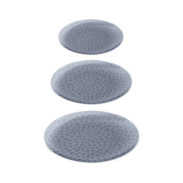 Silver Rim Black Dimple Plates - 10PK