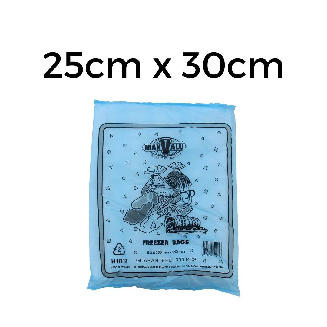Maxvalu 25cm x 30cm clear plastic freezer bags, pack of 1000