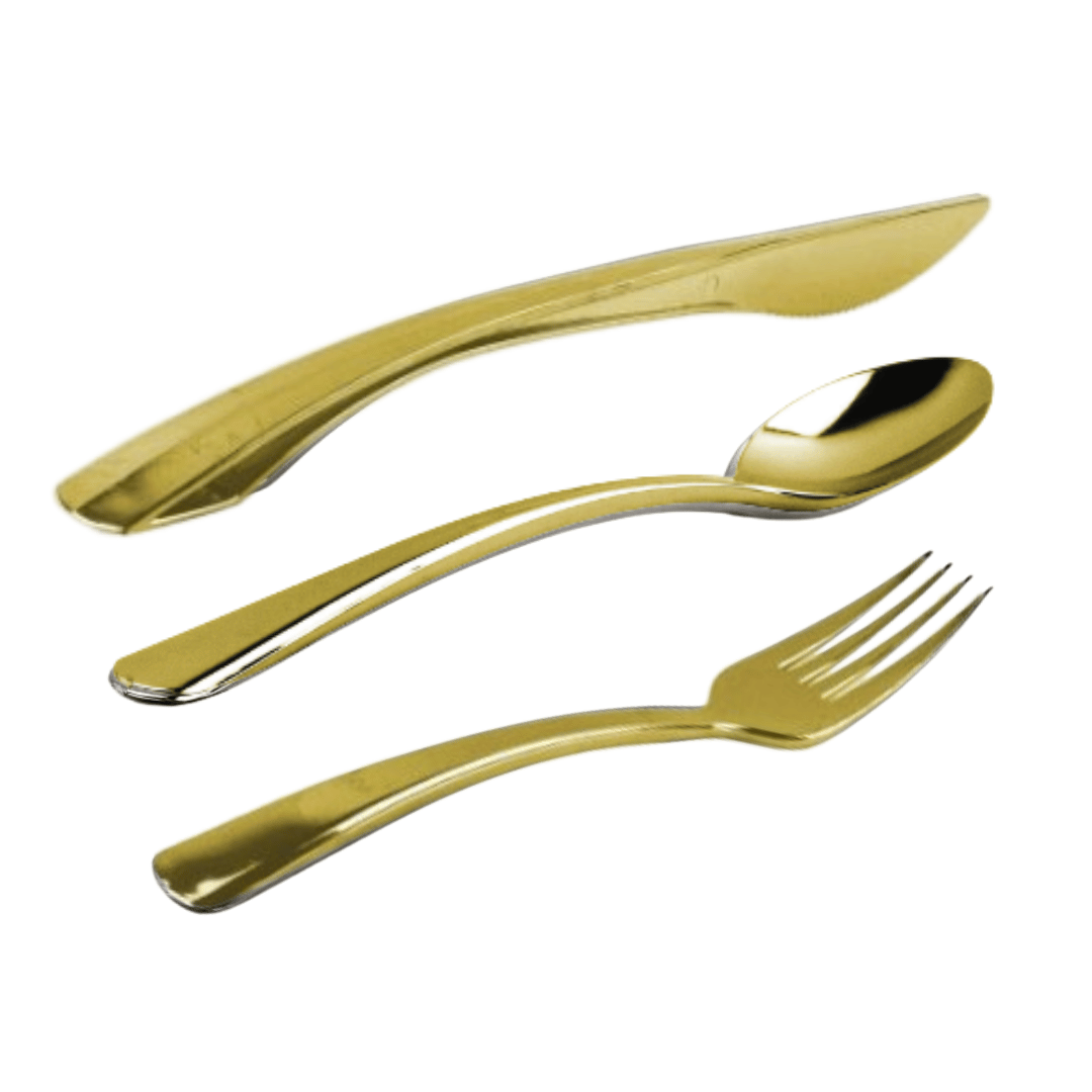 Gold Plastic Cutlery (Heavy Duty) - 25PK