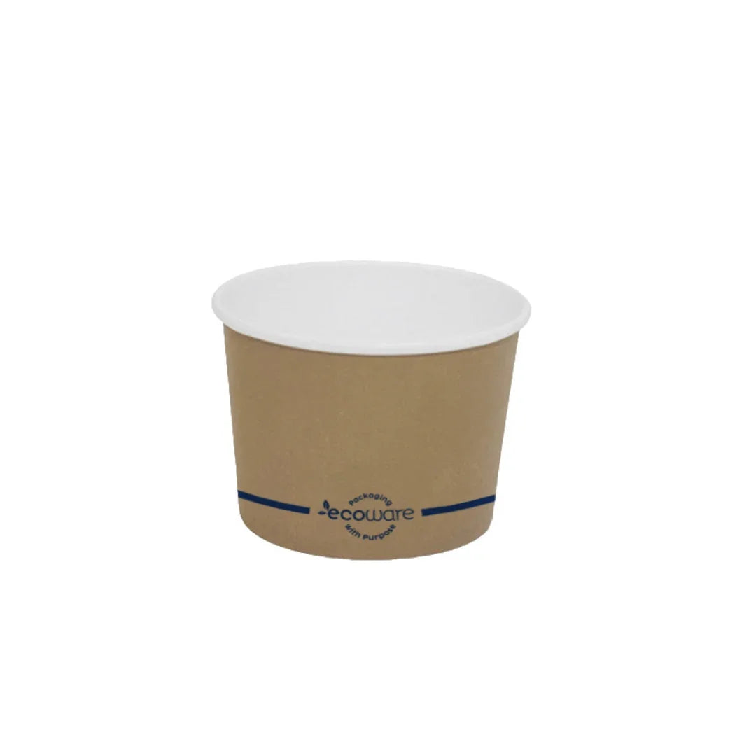 EcoWare brown kraft paper disposable cup with white lining