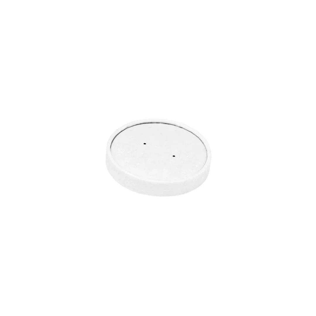 White plastic disposable round plate viewed from above on a white background