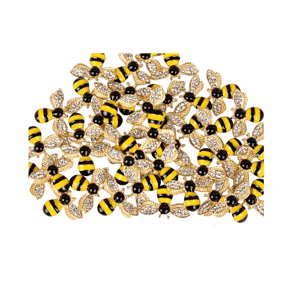 Rosh Hashana Small Metal Jewel Bees - 20PK