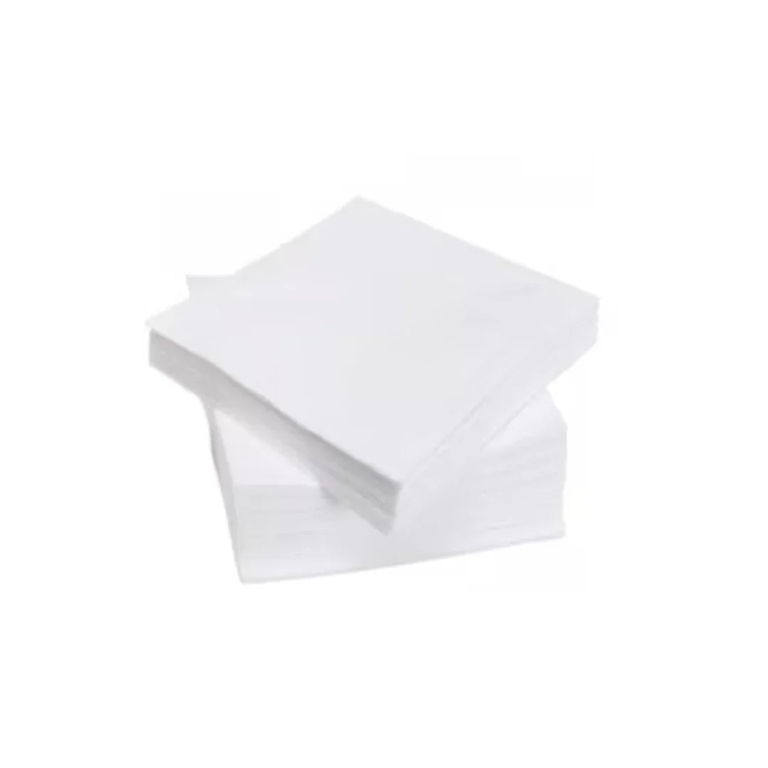 Stack of white disposable paper napkins for catering and packaging