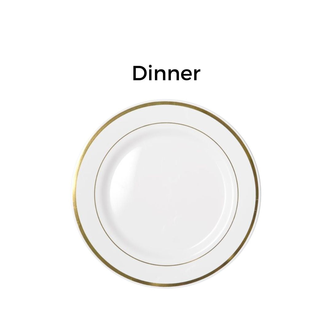 Gold Rim Plates & Bowls - 6PK