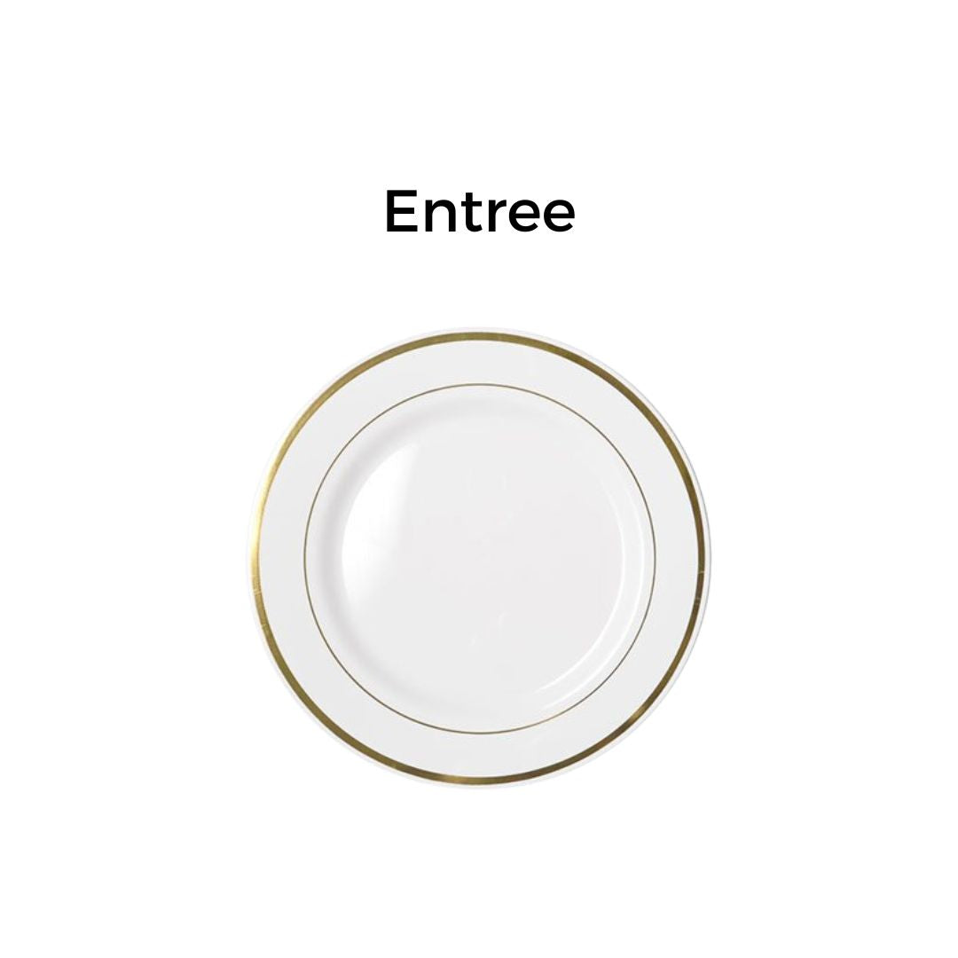 Gold Rim Plates & Bowls - 6PK