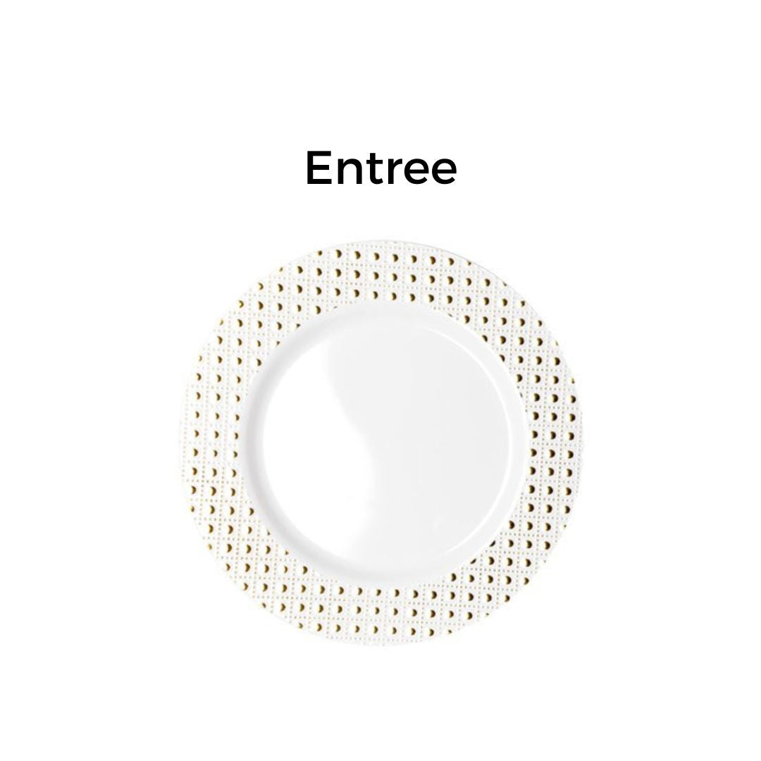 Gold Dot Rim Plates & Bowls - 6PK