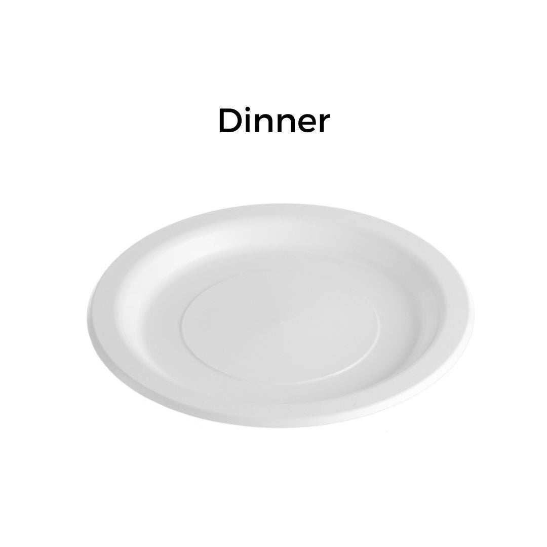 White Plastic Plates & Bowls - 50PK