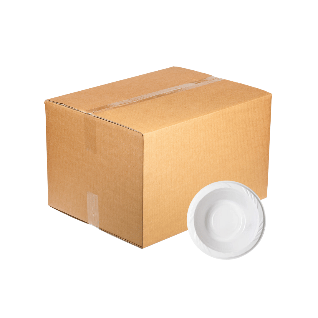 White Plastic Plates & Bowls - 500CT Carton