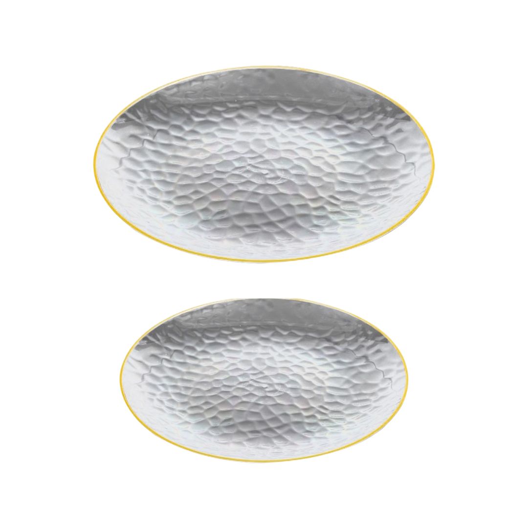 Gold Rim Clear Dimple Plates - 10PK