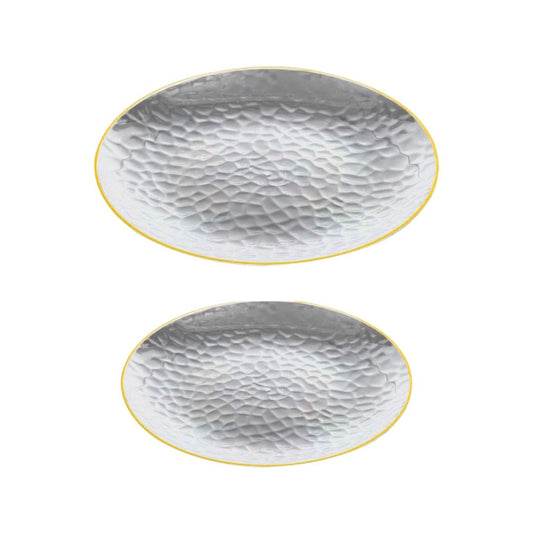 Gold Rim Clear Dimple Plates - 10PK