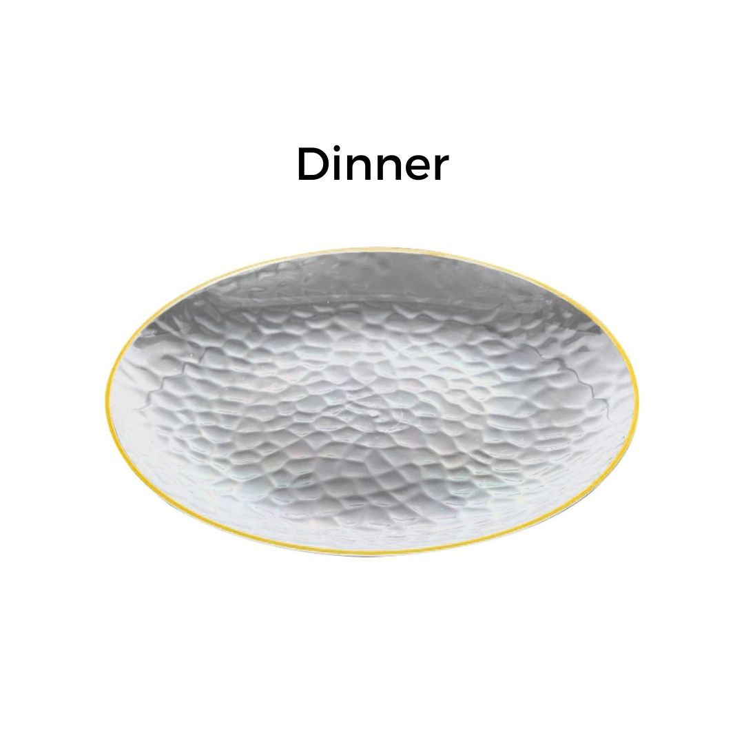 Gold Rim Clear Dimple Plates - 10PK