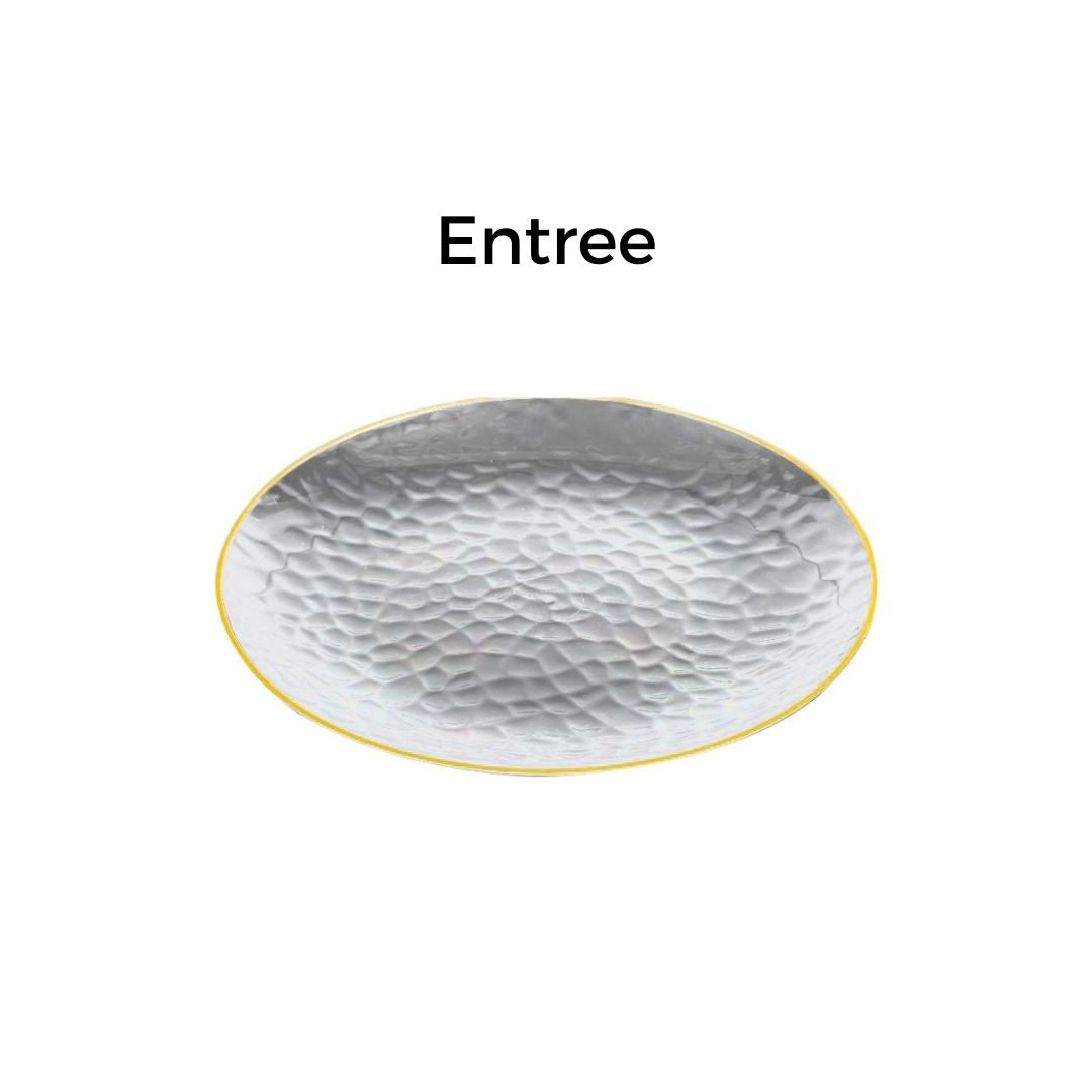 Gold Rim Clear Dimple Plates - 10PK