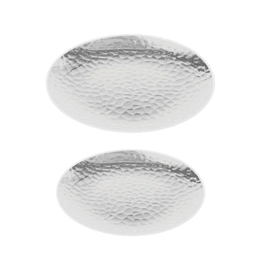 Silver Rim Clear Dimple Plates - 10PK