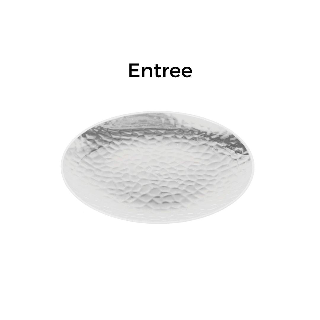 Silver Rim Clear Dimple Plates - 10PK