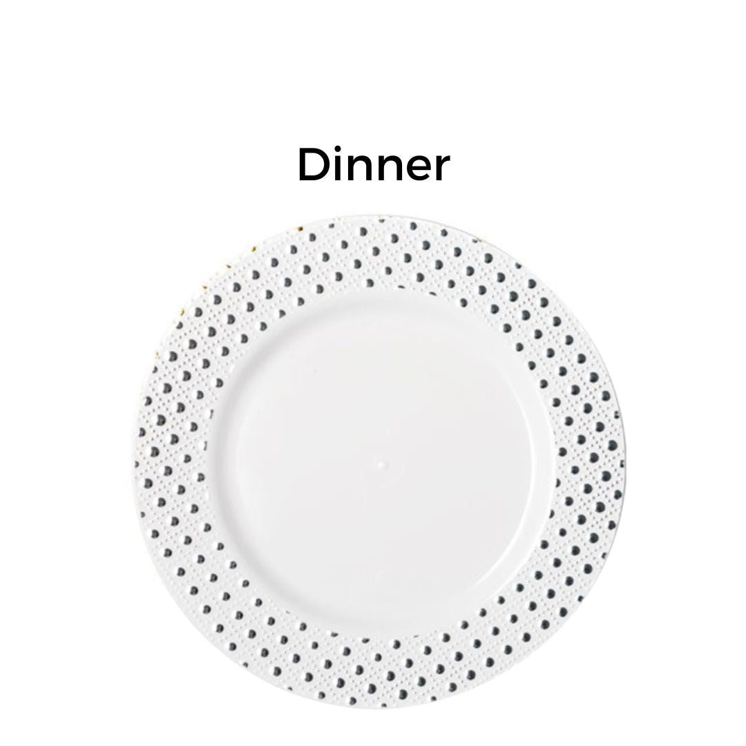 Silver Dot Rim Plates & Bowls - 6PK