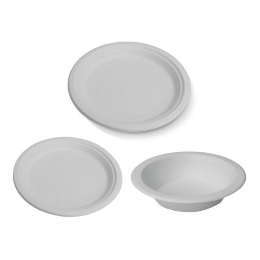 Sugar Cane Round Plates & Bowls - 50PK