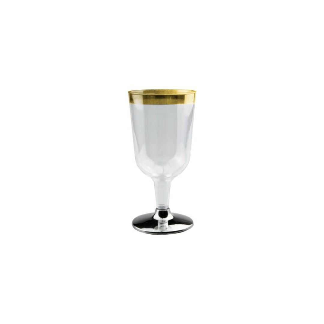 Wine Glasses (Silver/Gold Rim) - 6PK