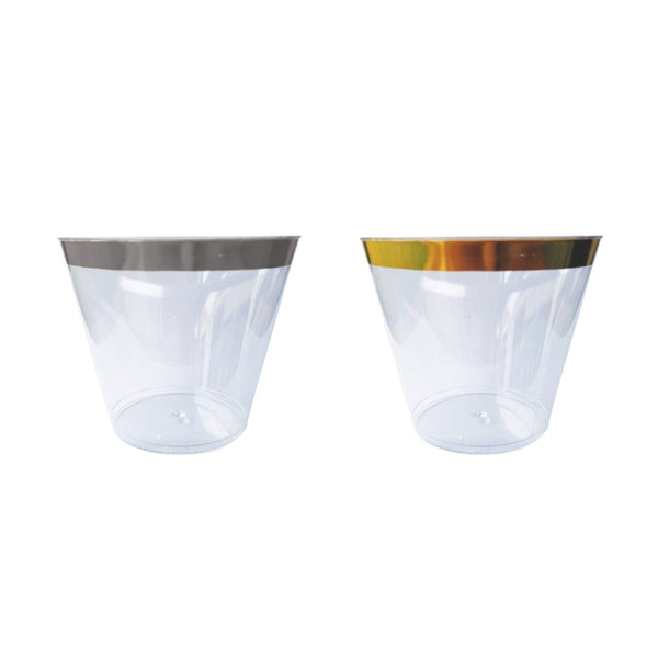 Clear Tumblers (Silver/Gold Rim) - 6PK